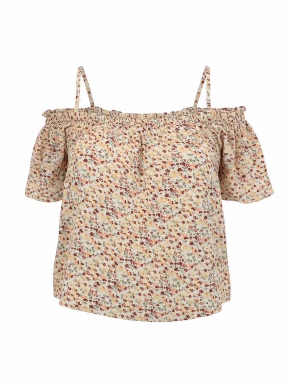 Rewind Floral Off-Shoulder Camisole - Cream with Rust & Sage